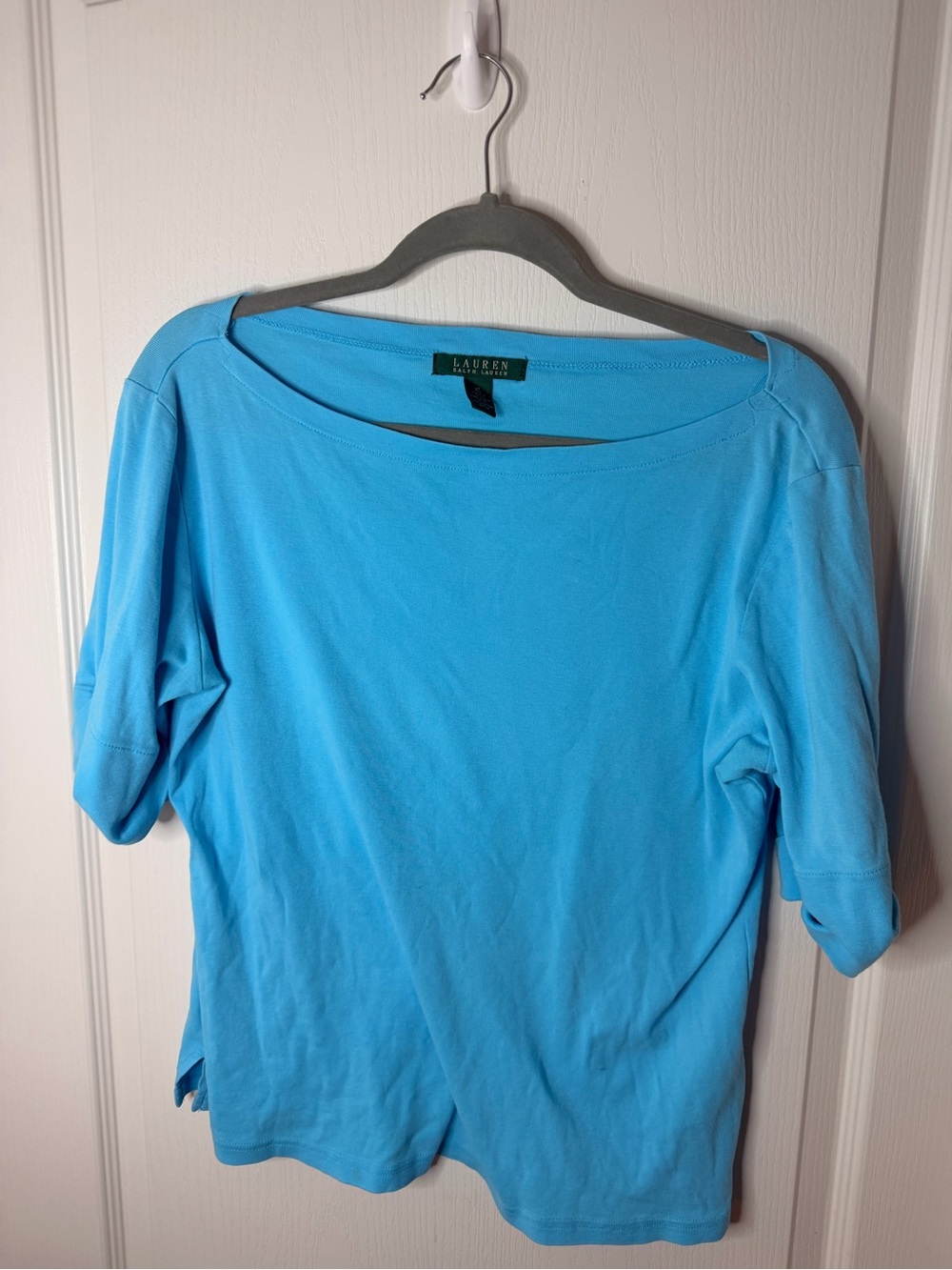 Ralph Lauren Turquoise Boatneck Short Sleeve Top